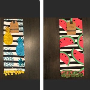 Set of 2 Pink Watermelon Kitchen Towel & Yellow Pineapple Towel 16" x 28"